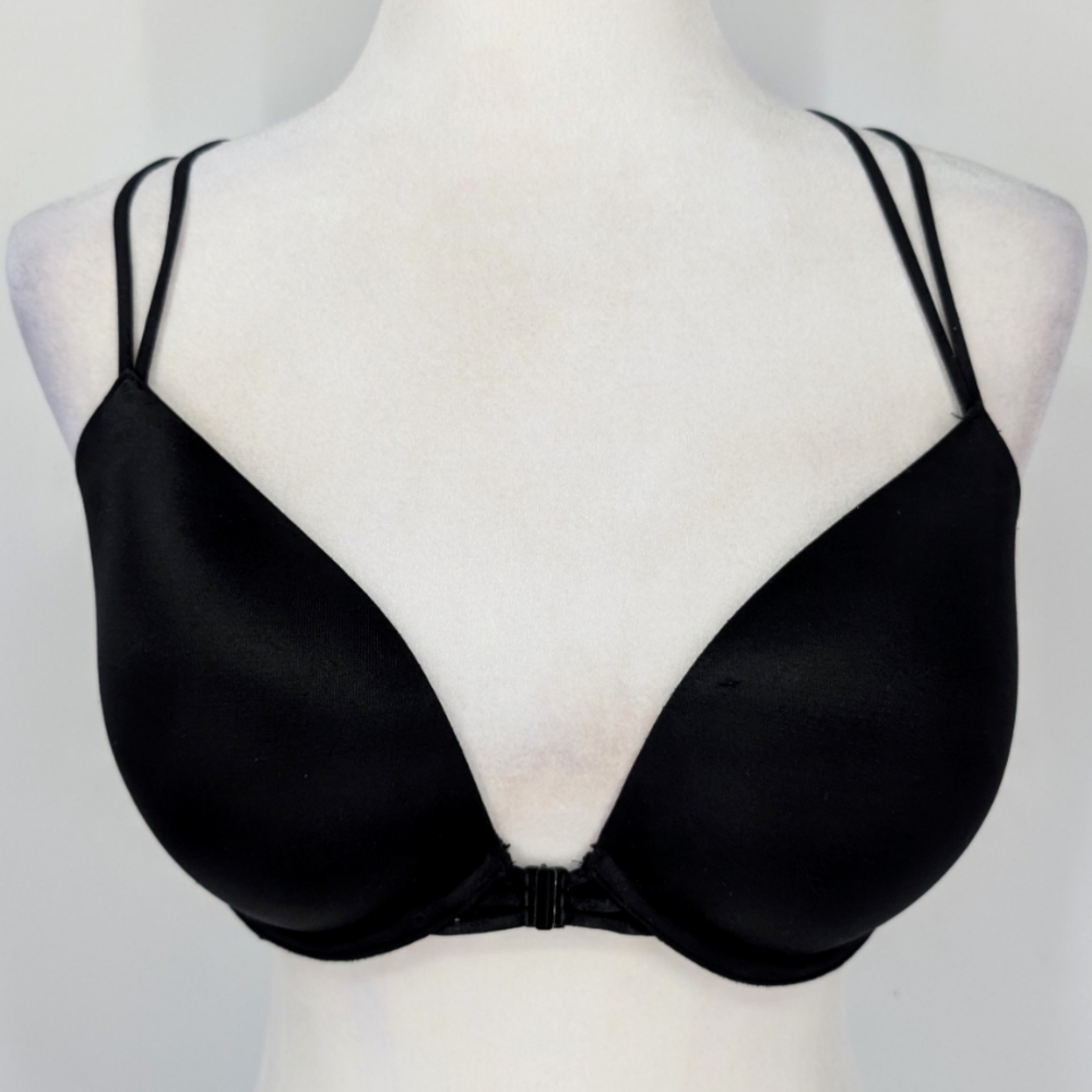 Victoria's Secret Black Plunge Very Sexy Push-Up Bra Front Clasp Racerback 34DD
